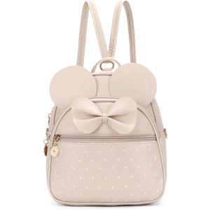 KL928 Girls Mini Backpack Bowknot Polka Dot Cute Small Daypacks Convertible Shoulder Bag Purse for Women (Khaki)