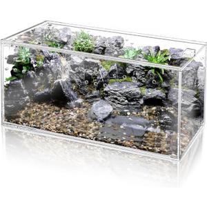 Acrylic Tarantula Enclosure Terrarium, 8" x 4" x 4" Small Magnetic Reptile Tank, Micro Spider Breeding Habitat Cage, Clear Ventilated Lizard Display Box for Hermit Crab Invertebrates Scorpion