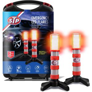 XTREME STP LED Road Flares, 3 Alert Lighting Modes: Flashing Red, Solid Red & White Flashlight, Emergency Flares for Vehicles, Visible From Up To A Mile, Foldable Stand/Built-In Magnet Sticks To Car