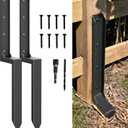 Fence Post Repair Kit - One-Piece Steel Anchor & Stakes for Broken/Leaning 4x4/6x6 Wood Posts (Thickened 11-Gauge, 2-Pack)
