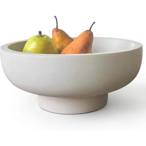 OAKOA Concrete Fruit Bowl for Kitchen Counter - Large Decorative Bowls for Home Decor - Modern Key Bowl for Entryway Table - Pedestal Bowl for Keys