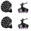 Scalp Massager Shampoo Brush - 4-Pack Scalp Scrubber with Soft Silicone Bristles for Hair Growth & Dandruff Removal & Exfoliator - Ideal for Body Shower & Head Washing for Women Men & Kids (Black+purple+black+purple)
