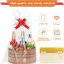 3 Set Baskets for Gifts Empty, Large Woven Bamboo Gift Basket Kit with Handles, Sturdy Empty Gift Baskets to Fill for Mothers Day, Birthday Party Wrapping Gift -3 Cellophane Wrap Bags