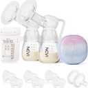 NCVI Double Electric Breast Pump 8122, Portable Milk Breastfeeding Pump with 4 Modes 9 Levels, Hospital-Grade Suction 280mmHg with 17/19/21/24mm Flanges for Home, Office and Travel, USB Rechargeable