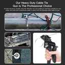 Stainless Steel Cable Tie Gun with 100 Pcs 11.8 inch Metal Zip Ties Tool, Heavy Duty Self-locking Cable Tie Gun Kit for Fastening and Cutting Fence Exhaust Pipe Outdoor