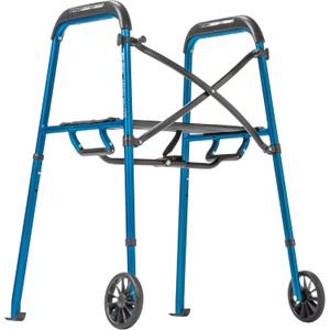 Air-Go Foldable Walker with Seat, 300-lb Capacity, Blue