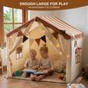 Kids House Play Tent Exta Large Foldable Kids Forts Canopy Tent with Mat, Play Tent for Toddler Indoor Outdoor Playhouse for Room Decor, Star Lights and Colorful Flags