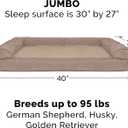 Furhaven Orthopedic Dog Bed for Large Dogs w/ Removable Bolsters & Washable Cover, For Dogs Up to 95 lbs - Plush & Suede Sofa - Almondine, Jumbo/XL