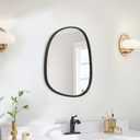 Asymmetrical Irregular Wall Mirror Black Oval Wall Mirror Wood Frame Hanging Mirror for Wall for Bathroom Wall Mirrors for Bedroom Living Room Entryway Hallway Unique Decorative Mirror, Size 24x10