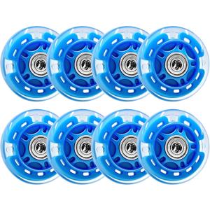 Nattork 8-Pack Inline Skates Wheels 64mm with Bearings for Indoor and Outdoor Replacement - High Performance Durable Wheel for Smooth Riding Upgrades Blue