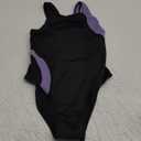 Kids Girls Athletic Swimsuit One Piece Solid Swimwear for Practice and Competition in Black and Navy Bathing Suit (9-10 Years)