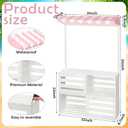 Novabright Ice Cream Party Display Stand 55x31 Inch with Pink White Striped Awning Wooden Vendor Cart Summer Party Decoration for Birthday Baby Shower Summer Wedding Decor