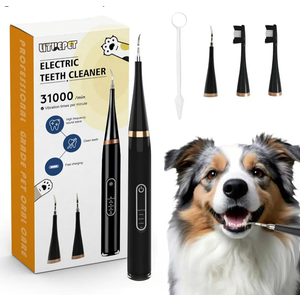 Dog Plaque and Tartar Remover - Dog Tooth Brushing Kit Electric Toothbrush for Dogs,5 Adjustable Mode& 3 Cleaning Head, Plaque Remover for Teeth Stains for Dogs and Cats (Deep Black)