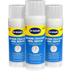 Dr. Scholl's Severe Cracked Heel Repair Restoring Balm 2.5oz, with 25% Urea for Dry, Cracked Feet, Heals and Moisturizes for Healthy Feet, Epsom Salt Soothes, Safe for Diabetics, 3-pack