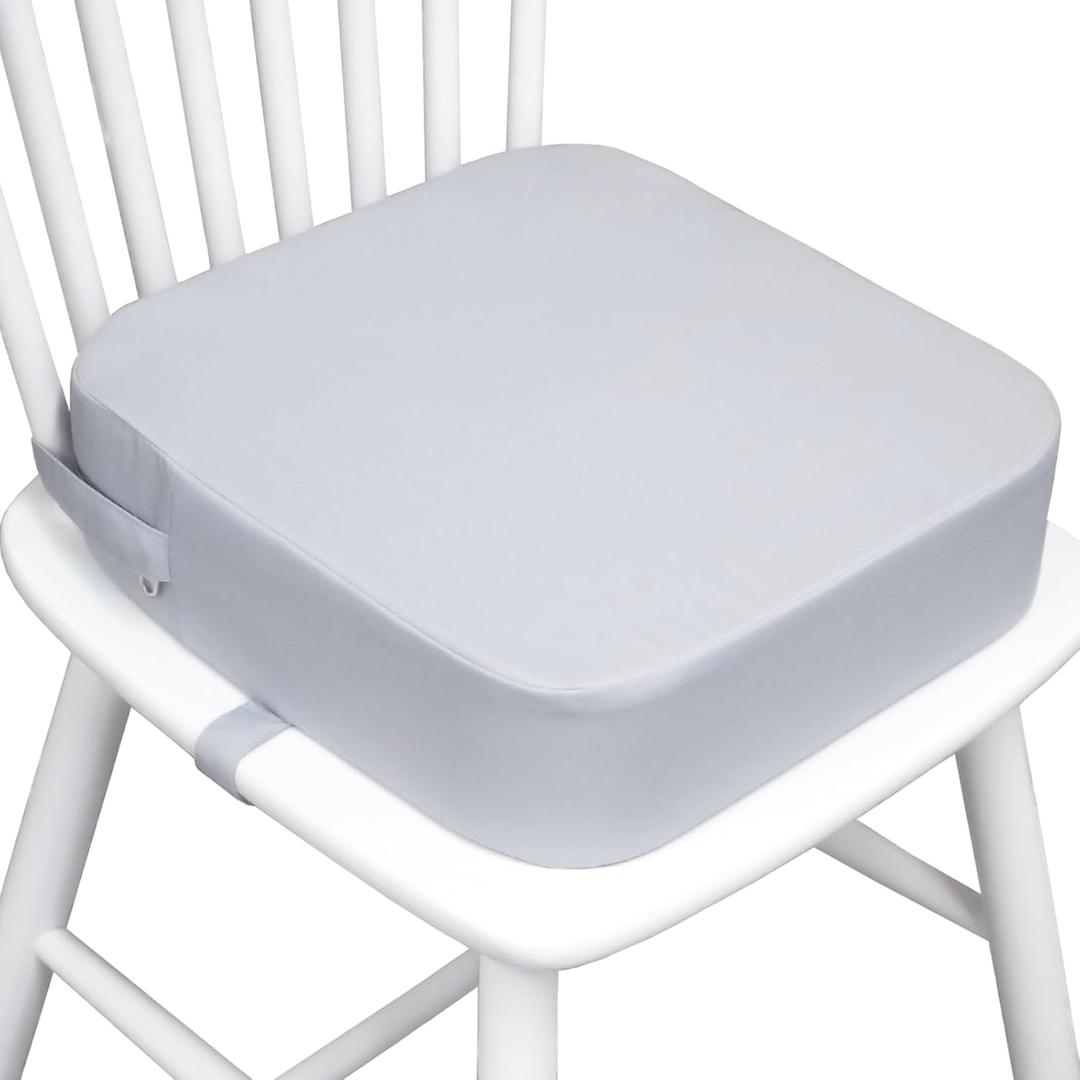 Toddler Booster Seat for Dining Table, Portable Kids Booster Seat with Safety Buckles Portable Increasing Booster Cushion with Non-Slip Bottom (Light Gray)
