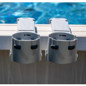 2-Pack Cup Holders for Above Ground Pool | Adjustable Drink Holder for Square Top Pools Only | Grey | Must-Have Pool Accessories | Use for Boat, Deck, Balcony 