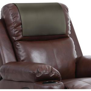 Recliner Headrest Protector, Non-Slip Faux Leather Headrest Cover | Waterproof & Washable | for Recliner Chair, Sofa, Office & Theater Seats 17x27 in (Sandstone Grey Leather)