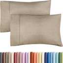 King Pillow Cases Set of 2 - Ultra Soft Hotel Quality Pillowcase Covers - Comfy, Cozy & Wrinkle Free - Shrinkage and Fade Resistant - Machine Washable Pillow Protectors - 2 Piece Set - Heathered Beige