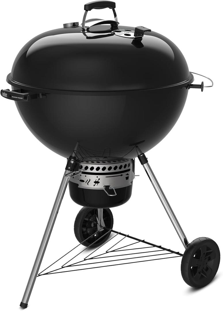 Weber Master-Touch Charcoal Grill, 26-Inch, Black Premium Outdoor BBQ Grill with Tuck-Away Lid Holder & OneTouch Cleaning System, PorcelainEnameled Kettle