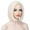 Platinum Blonde Bob Wig Platinum Blonde Wigs for Women Short Straight Wig Middle Part wig Heat Resistant Synthetic Wigs for Cosplay Costume Party