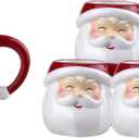 Comfy Hour Joyful Holiday Collection Santa Claus Mugs, Set of 4 Cups, Winter Christmas Gift, Ceramic