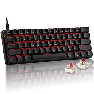 CHONCHOW Mechanical Keyboard 61 Keys Gaming RGB USB Wired Red Switch Programmable Ultra-Compact Keypad Compatible with Windows 7/8/10 iMac Xbox one X Ps4(Black,red Switch)