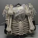 Halloween Outdoor Skeletons, Life-Size Full Body Posable Skeleton, Spooky Photo Props Garden Decor, Decorative Party Supplies for Holiday Outside