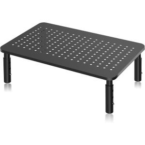 Bracwiser Monitor Stand Riser, Metal Computer Stand, 3 Height Adjustable Screen Riser with Mesh Platform for PS4, Laptop, Printer, Notebook and All Flat Screen, Holds Up to 20KG