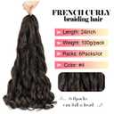 WIPPORYA 6 Packs French Curls Braiding Hair 24 Inch Loose Wave Bouncy Braiding Hair with curly ends Pre Stretched 100g/pack Yaki Curly Hair for Black Women Hair Extensions (#4)