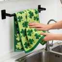 2 x AEUEFUEA 3 Pack Green Shamrock Cotton Towels Set, 25" L x 16" W Hand Towels for Kitchen and Bathroom, Soft Absorbent Holiday Home Dcor