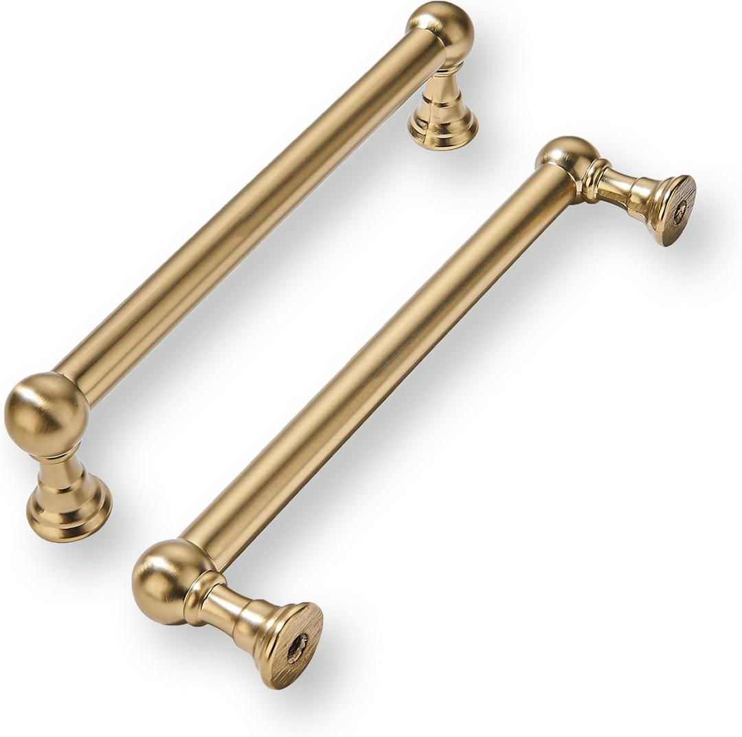 khtumeware 2 Pack 5 Inch Hole Center Champagne Bronze Cabinet Pulls Heavy Duty Solid Satin Brass Cabinet Handles for cabinets Dressers Kitchens Handles Bathroom cabinets