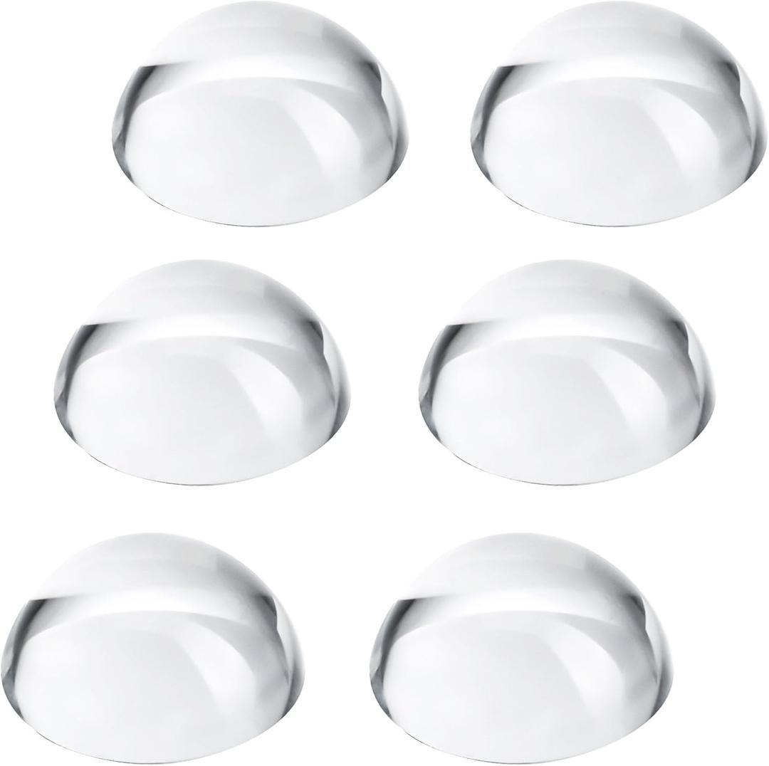 6Pack 1.6inch Crystal Dome Magnifying Paperweight, Clear Distortion-Free Optics Convex Lens Set for Physics Classroom Home Decor, Paper Weights for Outdoor Events (6pcs)
