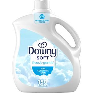 Downy Free & Gentle Liquid Fabric Softener, 111 fl oz, 150 Loads, Hypoallergenic, Sensitive Skin Friendly Fabric Conditioner Liquid