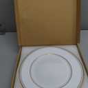 13" White Beaded Charger Plates with Gold Rim,Set of 6 Round Chargers for Dinner Plates,Decorative Plastic Chargers for Wedding, Party & Easter Table Decor