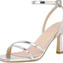 Mostrin Womens Sandals Strappy Heels for Women Ankle Strap Lace Up Heels Square Open Toe Heels Stiletto Heeled Sandals for Prom, Party, Daily Wear 41