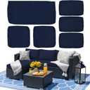 ClawsCover 6Pack Outdoor Seat and Back Cushions Replacement Covers Fit for 3 Pieces 3-Seater Wicker Rattan Patio Furniture Conversation Set Sectional Couch Chair,Navy-Include Cover Only