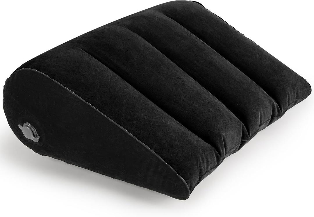 USHMA Inflatable Wedge Pillow for Traveling, Portable Blow up Travel Wedge Pillow for Sleeping in Bed, Fast Inflation & Deflation Inflatable Bed, Ideal for Home, Travel, and Outdoor (20*14*7", Black)