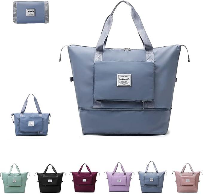 Large Capacity Foldable Travel Bag Expandable Portable Carry on Bag Dry&Wet Separation Sports Duffel Bags.