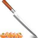 Rondauno Sashimi Knife Yanagiba Sushi Knife 10 inch Japanese High Carbon Stainless Steel for Precision Fish Slicing and Filleting with Ergonomic Wooden Handle