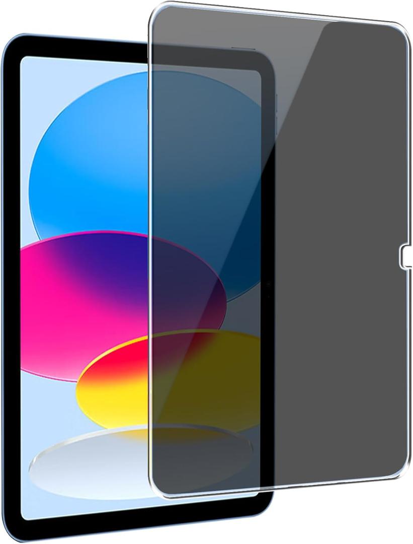 Privacy Screen Protector for iPad A16 11th/10th Generation 10.9 inch 2022/2025 9H Tempered Glass [Face ID & Apple Pencil Compatible] HD Clear Case Friendly