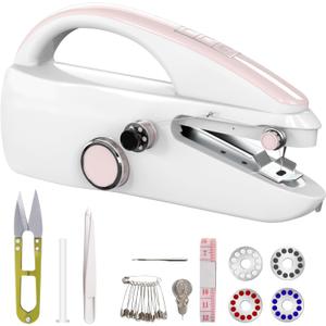 Handheld Sewing Machine,Portable,Mini Sewing Machine,Easy to Use,Fast Sewing Speed, Suitable for Sewing Clothes,Fabric,DIY Home Machine for Beginners, Pink
