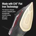 CHI Steam Iron for Clothes with 8 Retractable Cord, 1700 Watts, 3-Way Auto Shutoff, 400+ Holes, Professional Grade, Temperature Control Dial, Titanium Infused Ceramic Soleplate, Silver (13106)