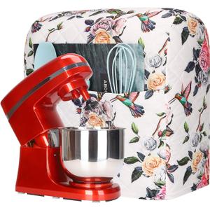 KitchenAid Mixer Cover,Kitchen Stand Mixer Cover Compatible with 5-8 Quart KitchenAid Hamilton Mixers,Polyester Quilted Cover with Pockets,Stand Mixer Accessories (1 Rose Print)