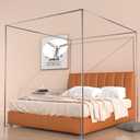 Full Size Canopy Bed Frame,Stainless Steel Bed Canopy Frame Attachment,Frame Poles for Metal Bed or Wood Bed Mosquito Net or Curtains Dcor in The Bedroom