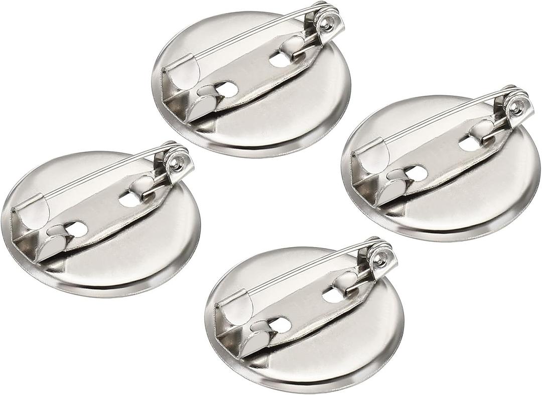 MECCANIXITY 50Pcs Brooch Clasp Pins Disc Base 19mm Blank Trays for ID Badges Name Cards Tags DIY Craft, Silver Tone