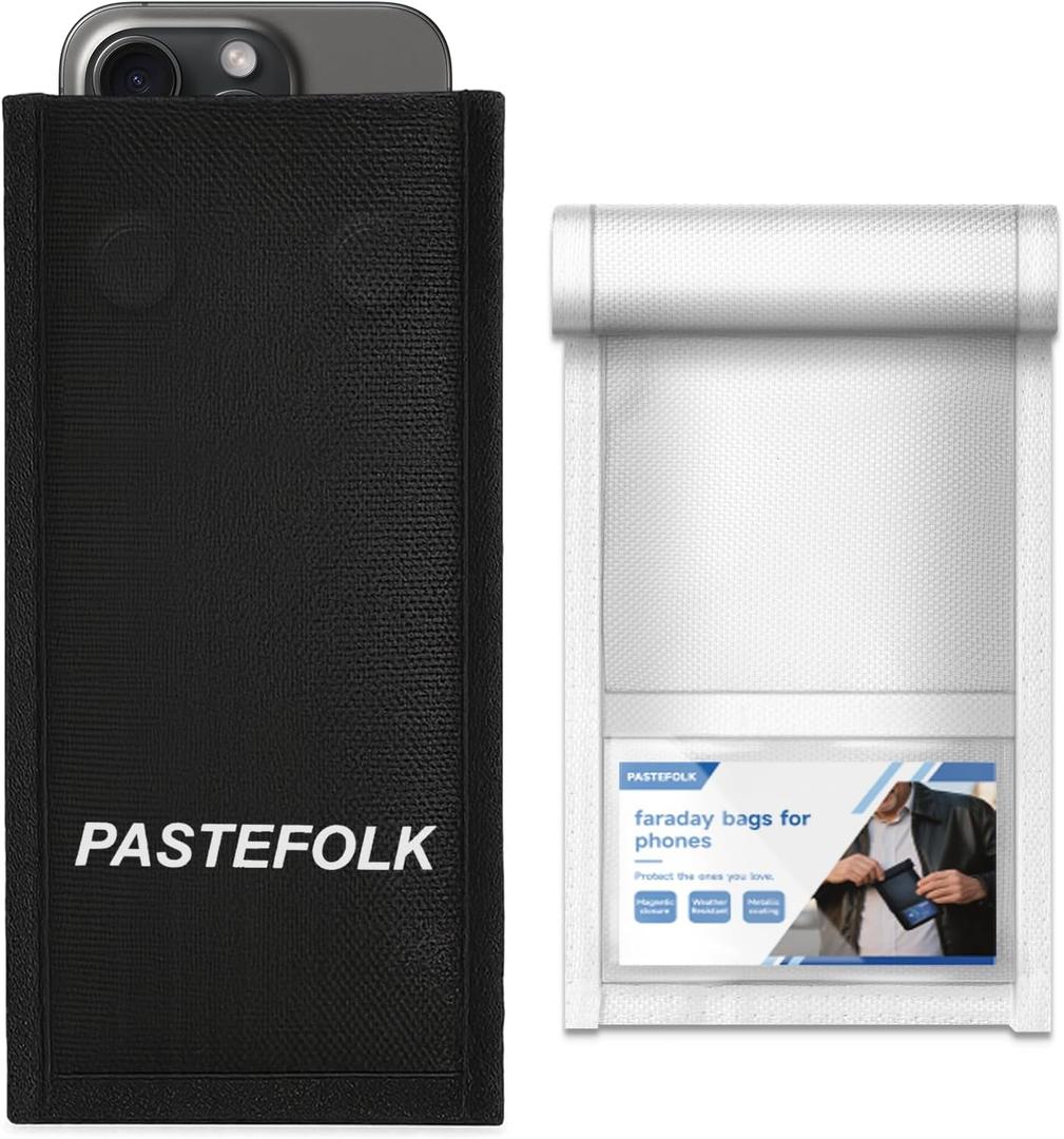 2 Pack Faraday Bags for Phones & Car Keys - Magnetic Closure, Waterproof Phone Signal Blocking Pouch, Faraday Cages for Anti-Theft, Anti-Tracking, Anti-Hacking L