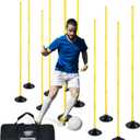 SEAOTTER Soccer Agility Poles Set, 4/6/10 Pcs 6ft Detachable Sports Trainning Speed Poles Slalom Poles with Rubber Base, Agility Training Equipment for Football, Rugby, Basketball, Indoor & Outdoor