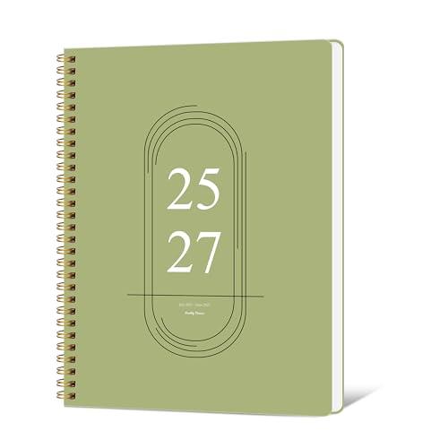 Monthly Planner 2026-2027 - 2 Year Monthly Planner Calendar 2026-2027, Jan. 2026 - June 2027, 7.3" * 9.5", 18 Months Calendar Planner with Waterproof Cover＆Spiral Bound, for Office, School Home Planning - Green 2Pack