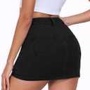 2025 Women's Stretchy Denim Skirt High Waisted Cargo Skirt Y2k Casual Mini Skirt Cute Jean Skirt with Pockets (Black, XS)