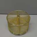 DysanVica 360 Rotating Metal Utensil Caddy - 4 Compartment Silverware Cutlery Holder Rotation Fork Spoon Napkin Organizer Flatware Storage Basket Party Countertop Buffet Picnic Camping Outdoor Gold